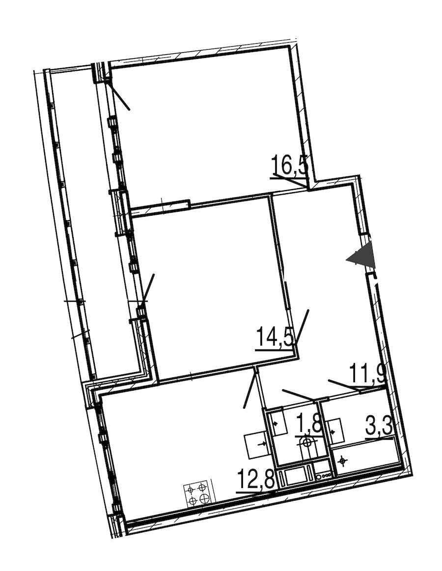 Двухкомнатная квартира в : площадь 63.4 м2 , этаж: 10 – купить в Санкт-Петербурге